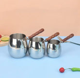 Stainless Steel Turkish Coffee Pot With Wooden Handle, Home Office Espresso Tea Pot, Leakproof Coffee Pot